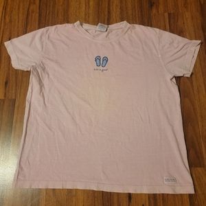 Life Is Good Pink Flip Flop Tshirt - Size Large